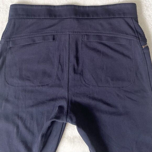 ATHLETA Womens Pants Size 4 Ponte Moto 2 Navy Zippered Pockets Full Length - Picture 7 of 13